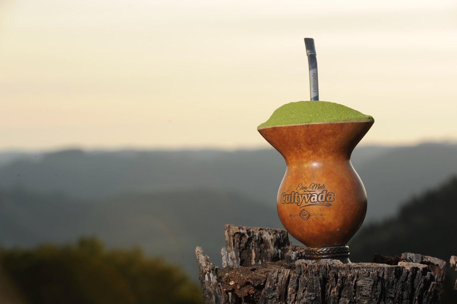 Mate Cultyvada al atardecer, sobre el Valle del Taquari